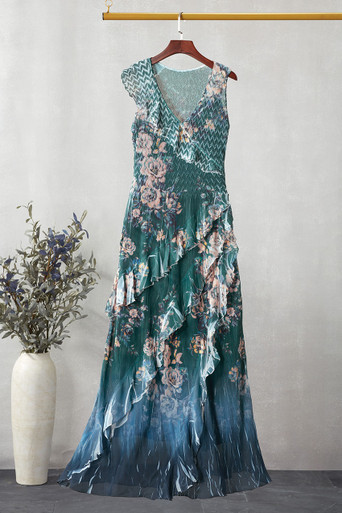 Calypso Border Ruffle Dress by Komarov